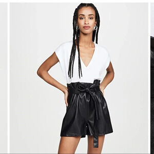 Amanda Uprichard ‘Tessi’ Faux Leather Paperbag Shorts